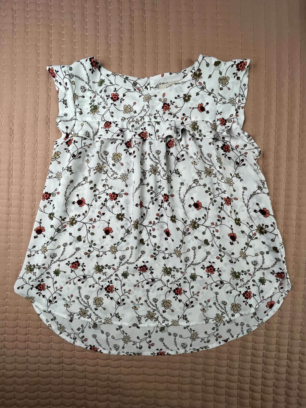 LOFT White Ruffled Sleeveless Blouse Petite Small